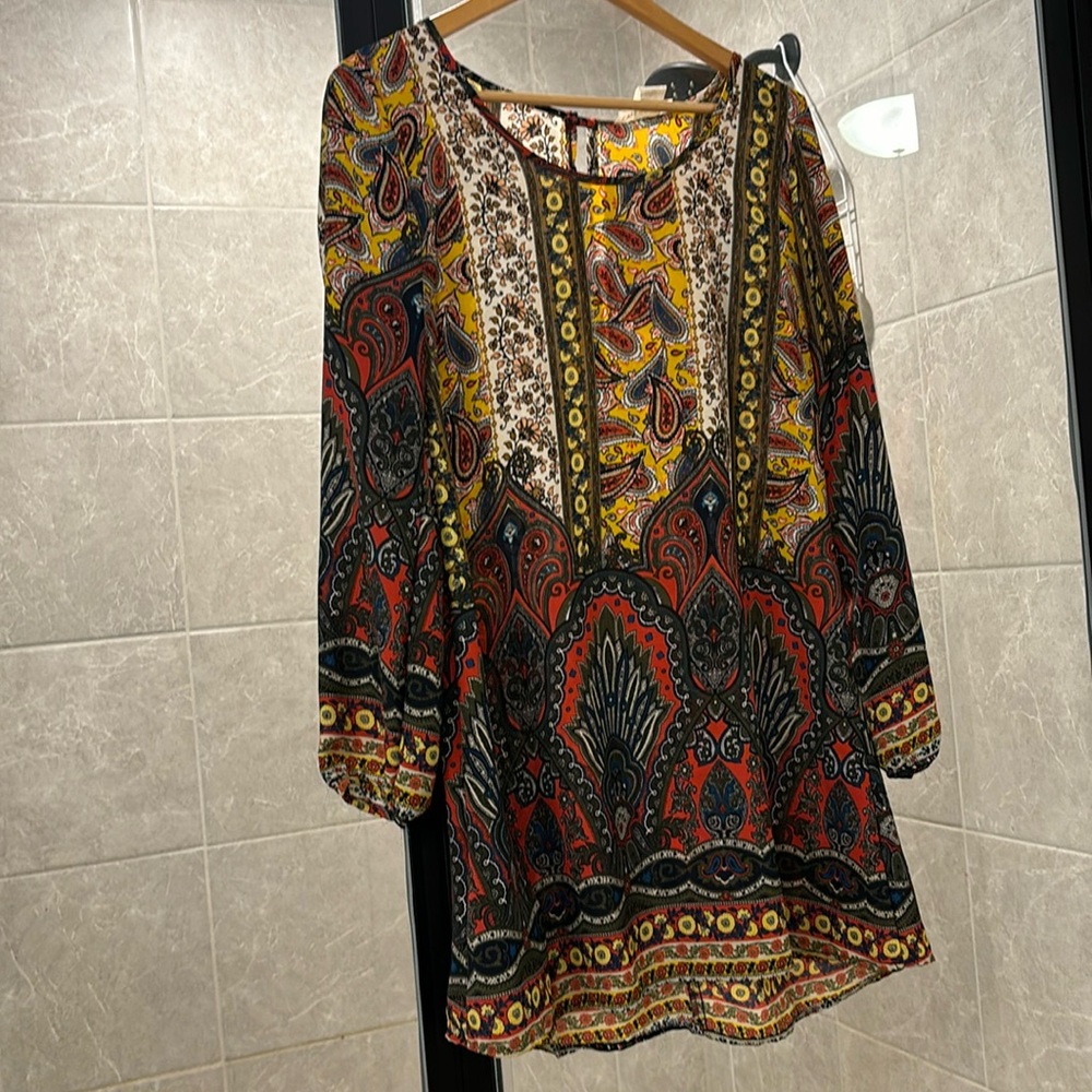 Paisley design mini dress